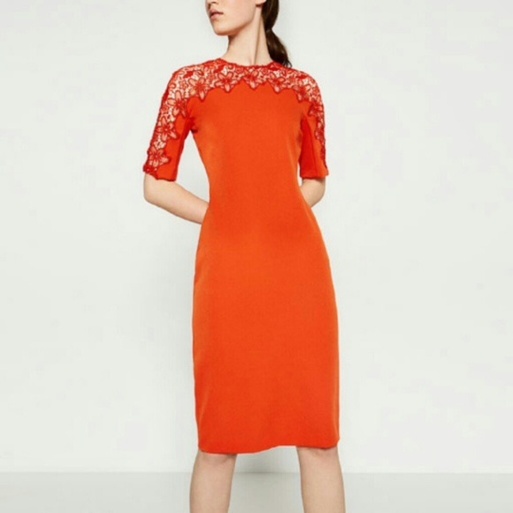 Zara Women Red Lace Dress
